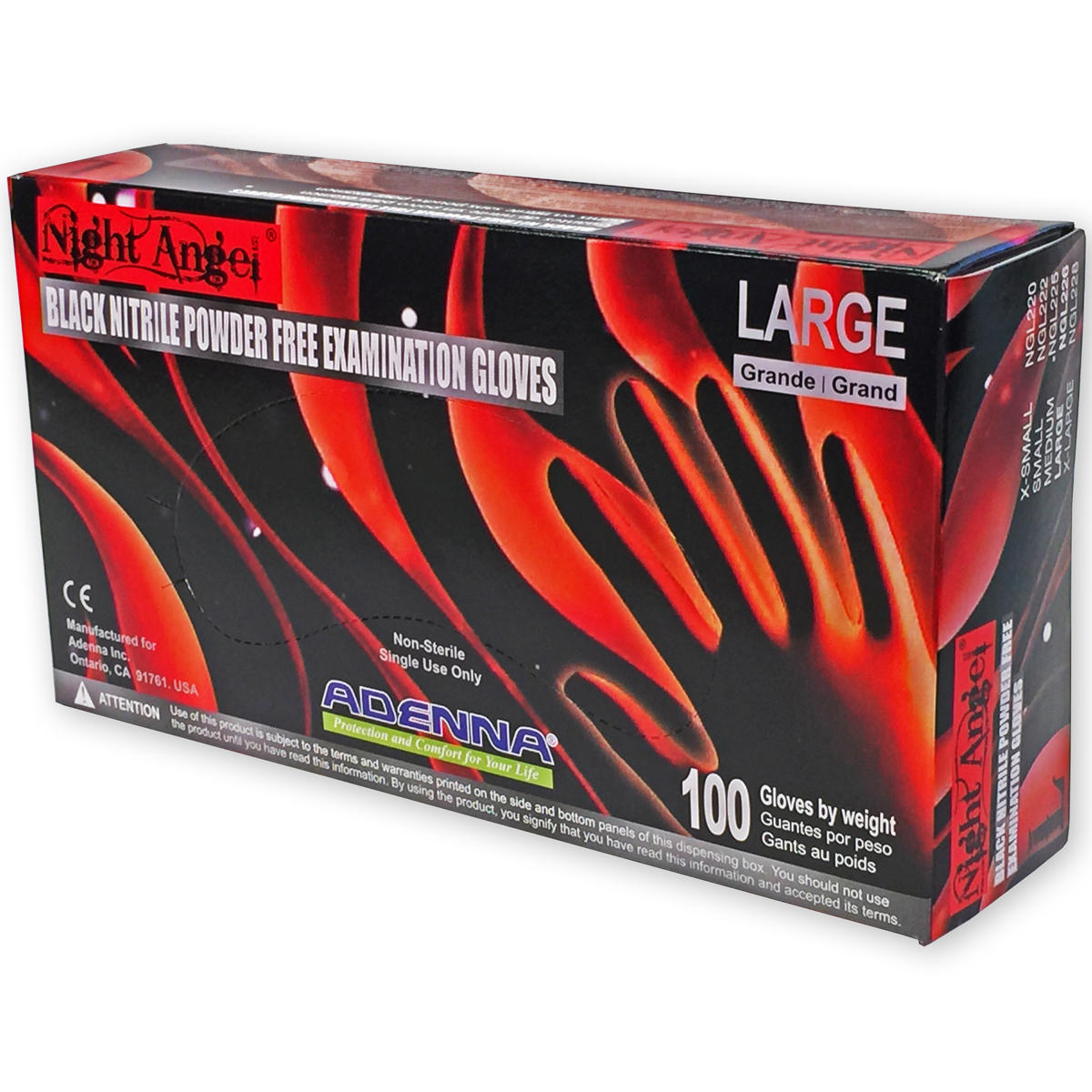 thumbnail image 2 of Adenna Shadow Black Nitrile Powder Free  PF  Exam Gloves   LARGE   1 Box Of 100 Gloves 2 of 14