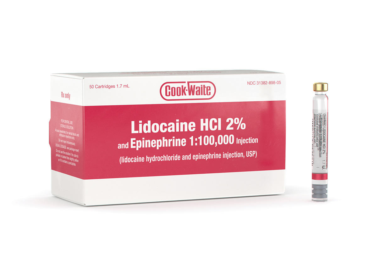 Lidocaine HCl 2% Epinephrine Cook-Waite 1.7ml 50/box