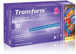 Aurelia Transform Latex Free Nitrile Powder Free TransBlue 200/box