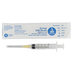 Luer Lock Syringe Non-Safety With Hypodermic Needle, 100/Bx  (Dynarex)