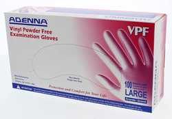 Gloves Vinyl Powder Free Exam Gloves 100/Box (Adenna)