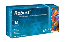 Aurelia Robust Soft Nitrile Exam Gloves Powder Free Blue 100/box