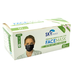 Mask Black ASTM Level 3 (50/Box) (Sky Choice)