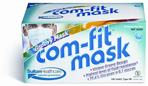 Mask Com-Fit Groovy Earloop Mask without Face Shield ASTM Level 3, 40/Pkg