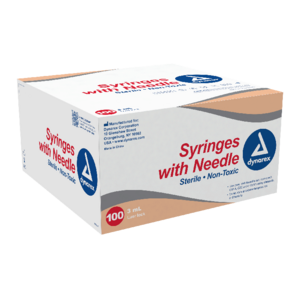 Luer Lock Syringe Non-Safety With Hypodermic Needle, 100/Bx  (Dynarex)