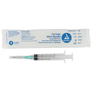 Luer Lock Syringe Non-Safety With Hypodermic Needle, 100/Bx  (Dynarex)