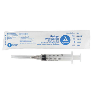 Luer Lock Syringe Non-Safety With Hypodermic Needle, 100/Bx  (Dynarex)