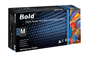 Aurelia Bold Black Nitrile (Non Latex) Powder Free Examination Glove 100/box