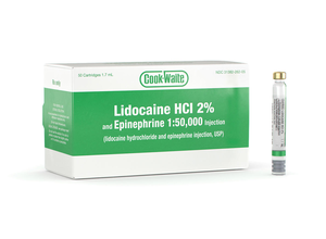 Lidocaine HCl 2% Epinephrine Cook-Waite 1.7ml 50/box 