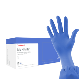  Bio Nitrile Exam Gloves Powder Free, Latex Free 300/Box (Cranberry)
