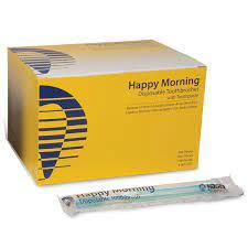 Happy Morning Disposable Toothbrush With Mint Paste,100/Pkg (Hager)