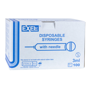 Syringe Needle Combination Luer Slip Tip (LS) 3cc, 100/Pkg (Exel)
