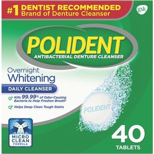 Polident Denture Cleanser Overnight Whitening