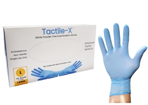 Gloves Nitrile Powder Free Textured Blue (Tactile-X)