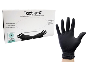 Gloves Nitrile Powder Free Textured Black (Tactile-X)