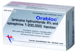 Orabloc 4% Articaine HCl With Epinephrine 1.8 ml Injection Cartridges, 50/Pkg