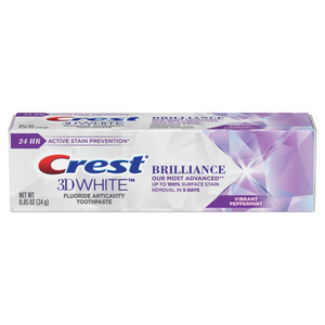 Crest 3D White Brilliance Toothpaste, Dentifrice, Peppermint, 0.85oz, 36/cs