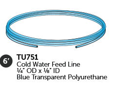 Cold Water Feed Line / Coolant Water Tubing Blue Pu 1/4