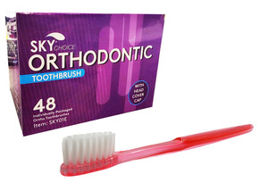 Orthodontic Toothbrushes W/Protective Cap (48/BX) (Sky Choice)