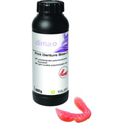 Dima Print Denture Base 2, Pink, 3D Resin Material  1000g Bottle (Kulzer)