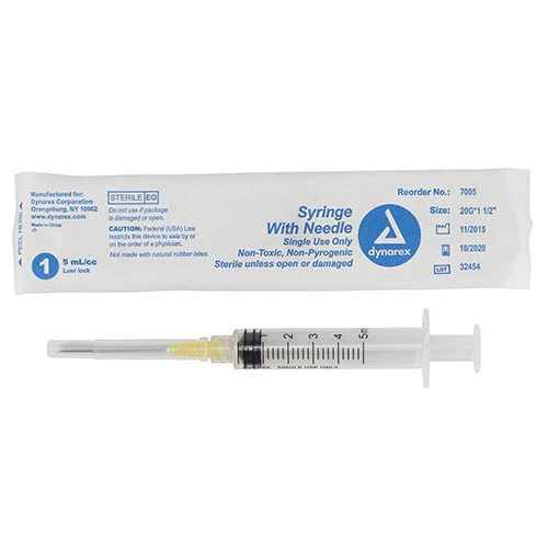 Luer Lock Syringe Non-Safety With Hypodermic Needle, 100/Bx  (Dynarex)