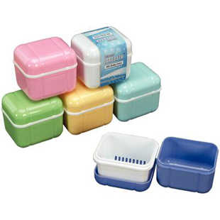 Denture Carebath with Rinsing Basket Asstd Colors 12/box