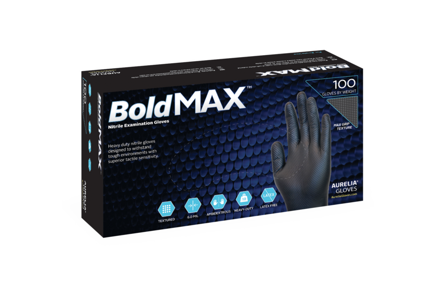 Aurelia BoldMAX Black Nitrile Powder Free Exam Glove 100/Box Aurelia BoldMAX Black Nitrile Powder Free Exam Glove 100/Box