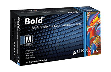 Aurelia Bold Black Nitrile (Non Latex) Powder Free Examination Glove 100/box