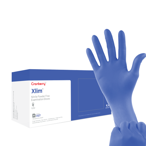 Xlim Powder Free Nitrile Exam Gloves, Dark Blue 100/Box (Cranberry)