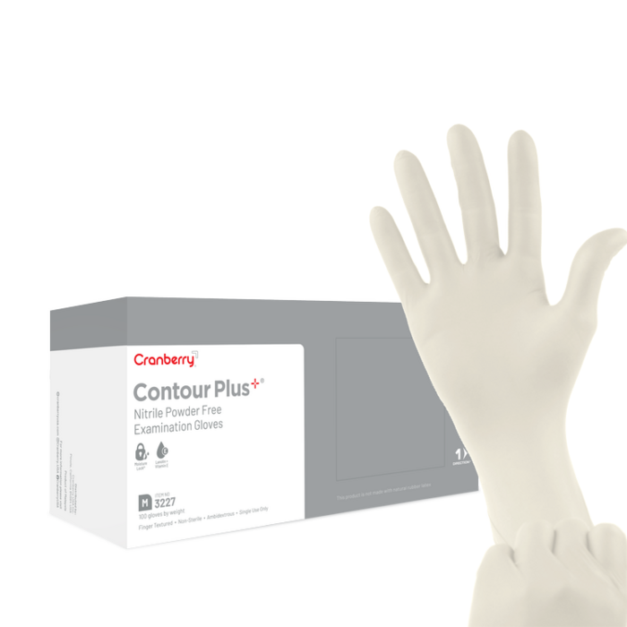 Contour Plus Nitrile Exam Gloves, 100/Pkg (Cranberry)