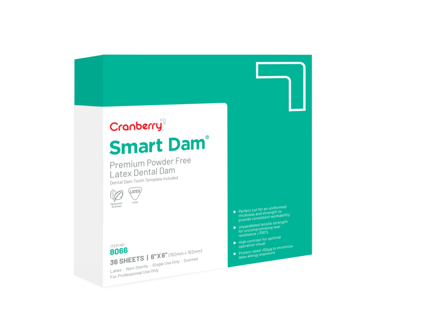 Smart Dam Latex, Medium 6 x 6, Green, Spearmint (Cranberry) Smart Dam Latex, Medium 6 x 6, Green, Spearmint (Cranberry)