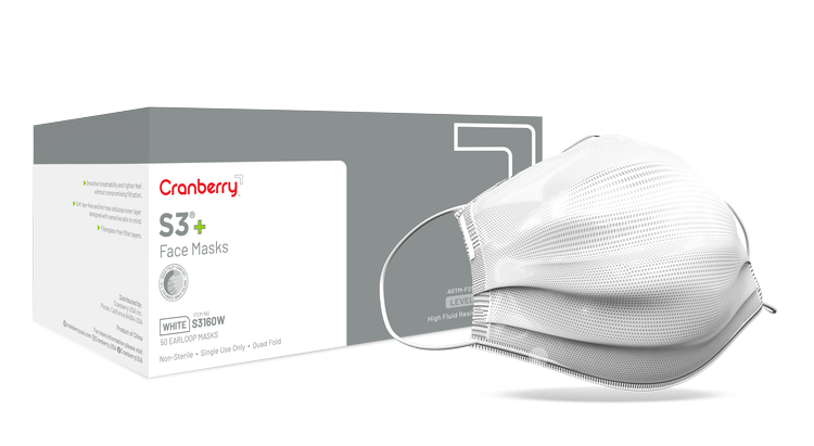 S3+Earloop Face Mask ASTM Level 3, 3-Ply, 50/Pkg (Cranberry) S3+Earloop Face Mask ASTM Level 3, 3-Ply, 50/Pkg (Cranberry)