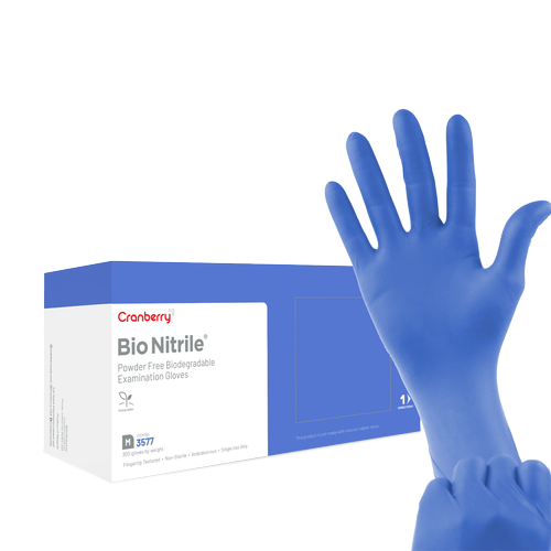  Bio Nitrile Exam Gloves Powder Free, Latex Free 300/Box (Cranberry)