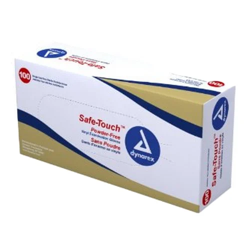 Safe Touch Vinyl Exam Gloves, Powder-Free, Clear, 100/Bx Dynarex 