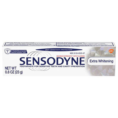 Sensodyne Extra Whitening Toothpaste, Trial Size. 0.8 oz Tube, 36/Pkg