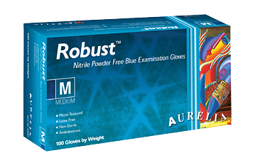 Aurelia Robust Soft Nitrile Exam Gloves Powder Free Blue 100/box