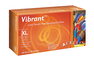 Aurelia Vibrant Latex Exam Gloves Powder Free White 100/box