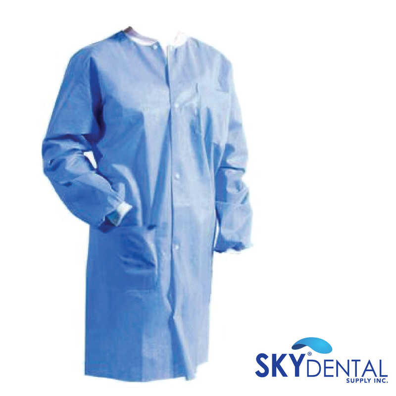 Pharmacies Durable SMS Knee Length Lab Coat Unisex Dental Clinics Comfortable and Easy to Wear Labcoat Laboratories Large Blue MEDICAL NATION Pack of 10 Disposable Lab Coats For Hospitals 