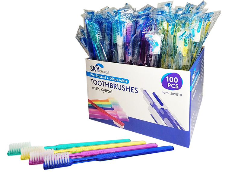 Toothbrushes PrePasted Assorted Colors 100/Bx (SKY Choice)